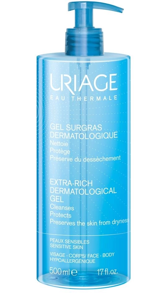 URIAGE Gel Surgras Extra Rich Пенлив почистващ гел за лице и тяло за чувствителна кожа 500 мл 