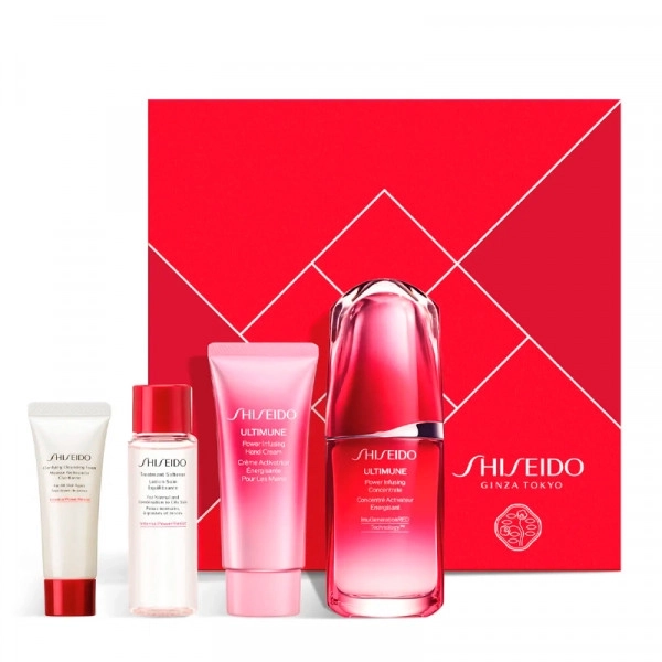Shiseido Ultimune Комплект - Power Infusing Concentrate 50 ml + Treatment Softener 30 ml + Cleansing Foam 15 ml + Ultimune Hand Cream 40 ml