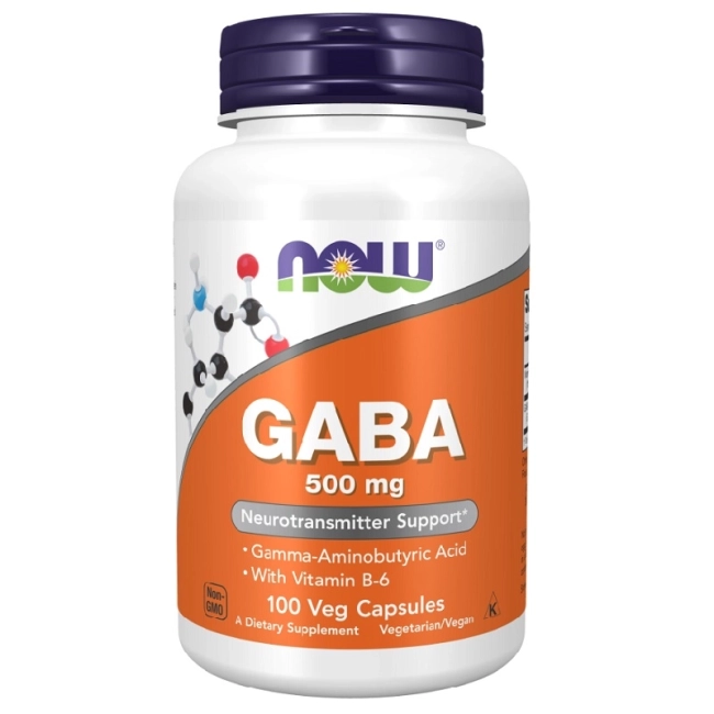 NOW GABA 500mg with Vitamin B6 100 Veg Capsules