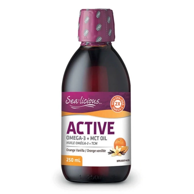 Natural Factors Sea-Licious® Active Omega-3 with Vitamin D3 & MCT Oil - Омега-3 + витамин D3 и МСТ, 250 ml