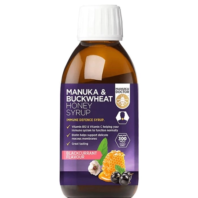 Manuka Doctor Имунитет - Сироп с мед от манука (300 MGO) и елда, 200 ml сироп, с вкус на касис