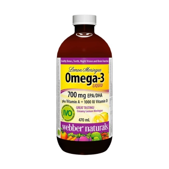 Webber Naturals Оmega-3 Liquid plus Vitamin A + Vitamin D3 - Омега-3,1233 mg (700 mg EPA/DHA)  + Витамин D3 и А, 470 ml