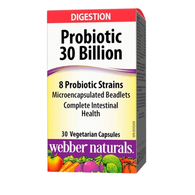 Webber Naturals Probiotic 30 billion / 8 Probiotic Strains / Пробиотик, 30 млрд. активни пробиотици, 8 пробиотични щама, 30 капсули
