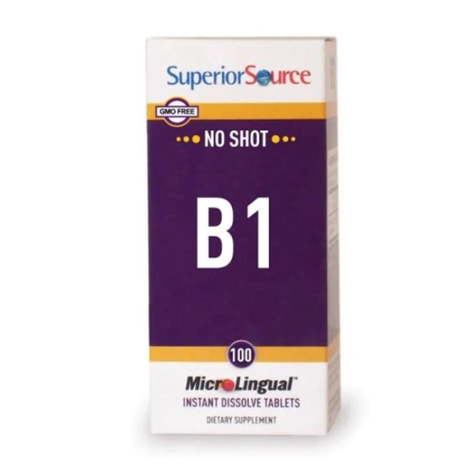 Superior Source Витамин В1 (тиамин монитрат) - нервна система и сърдечно-съдово здраве, 100 mg  х 100 сублингвални таблетки