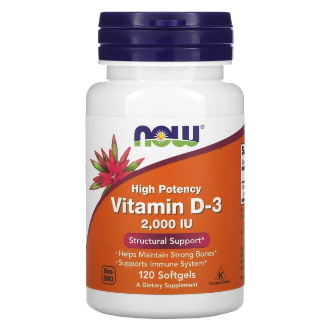 NOW Vitamin D-3 2000 IU 120 меки капсули 