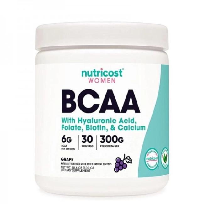 Nutricost Верижно-разклонени аминокиселини за жени - BCAA - (с вкус на грозде), 300 g прах