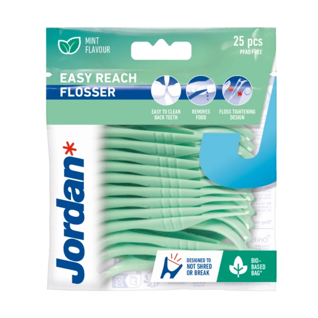 Jordan Easy Reach Flosser 2 in 1 Конец за зъби с клечка, с аромат на мента 25 броя