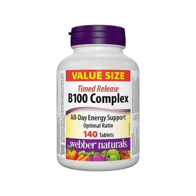 Webber Naturals Енергиен метаболизъм, нервна система, сърдечна дейност - Витамин В100 Комплекс, 140 таблетки