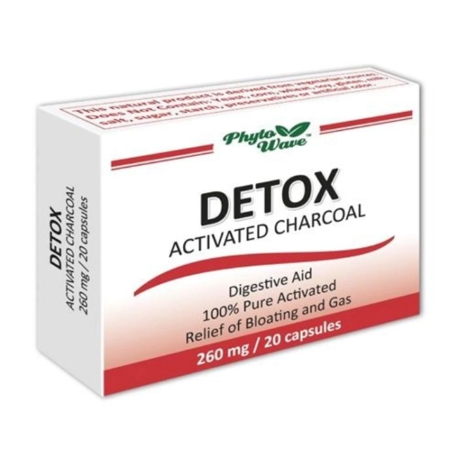 Phyto Wave Detox Activated Charcoal/ Детокс активен въглен 260 mg х 20 капсули