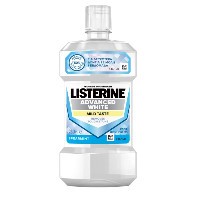 LISTERINE Advance White Mild taste Вода за уста 250 мл