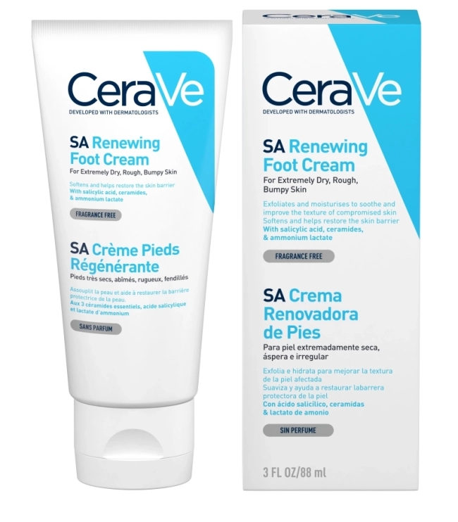 CeraVe SA Обновяващ крем за крака за суха кожа 88 мл