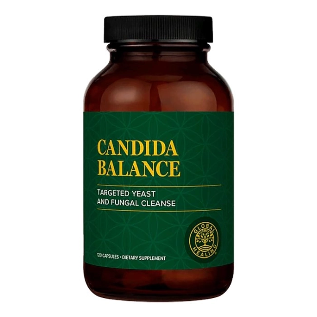 Global Healing Срещу инфекции с Кандида - Натурална формула с билки, пробиотици и ензими Candida Balance, 120 капсули