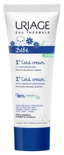 URIAGE Bebe 1er Cold Cream Интензивно подхранващ бебешки крем за лице и тяло с органичен еделвайс 75 мл