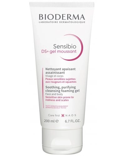 Bioderma Sensibio DS+ Успокояващ почистващ гел за лице при сквами и зачервявания 200мл