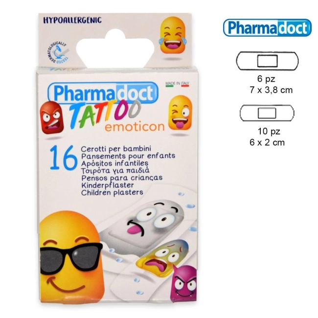 Pharmadoct Kids Tattoo Детски пластири с емотикони 16 бр
