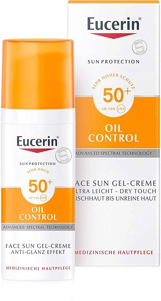 Eucerin Sun Oil Control Слънцезащитен гел-крем за лице за мазна и акнеична кожа SPF50+ 50 мл