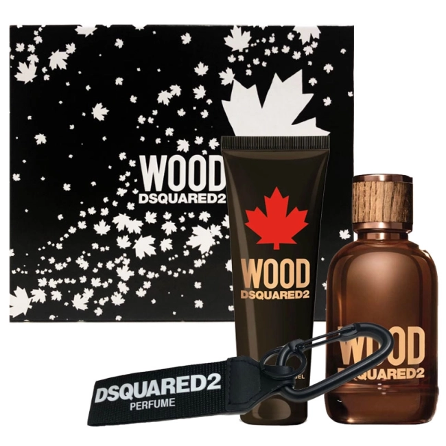 DsQuared Wood Комплект за Мъже - EdT 100 ml + Душ гел 100 ml + Ключодържател