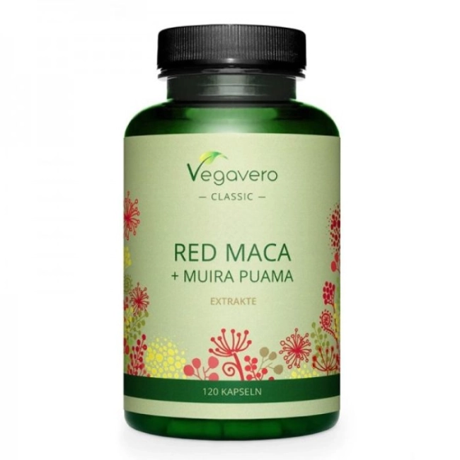 Vegavero Енергия и либидо - Червена мака + Муира Пуама, 120 капсули