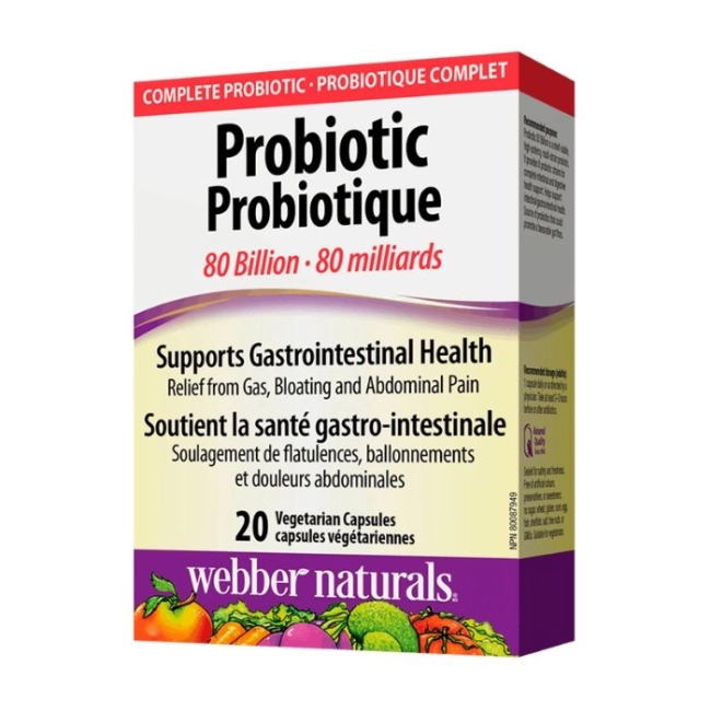 Webber Naturals Probiotic 80 billion / Пробиотик, 80 млрд. активни пробиотици, 20 капсули