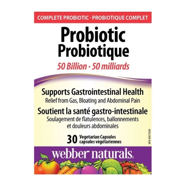 Webber Naturals Probiotic 50 Billion - Пробиотик 50 млрд. активни пробиотици, 10 щама, 30 капсули