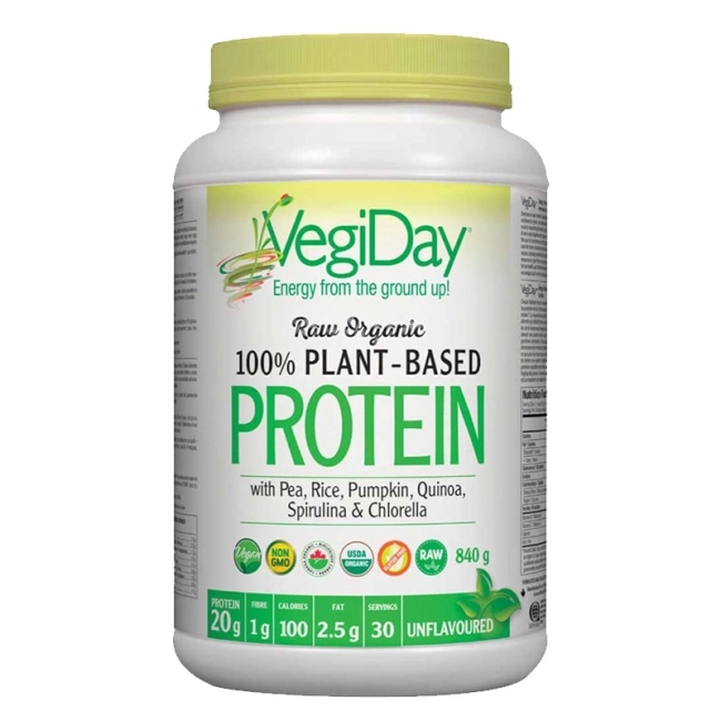 Natural Factors Веган растителен протеин органик - Обогатен с хлорела и спирулина, 840 g прах, с натурален вкус