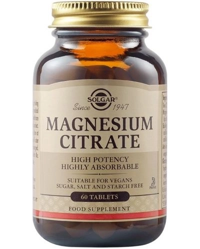 Solgar Magnesium Citrate Магнезиев Цитрат 200 мг 60 таблетки