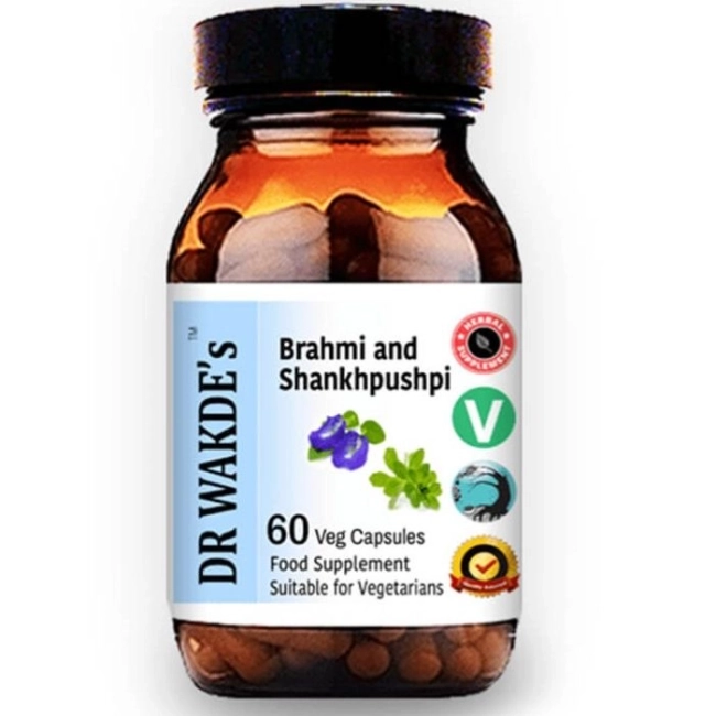 DR WAKDE’s Брахми и Шанкпушпи (Brahmi & Shankhpushpi) - стимулира мозъка и възстановява нервните клетки, 60 капсули