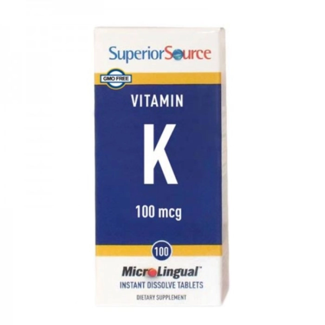 Superior Source Витамин К1 - Кости и сърдечно-съдова система, 100 µg х 100 сублингвални таблетки
