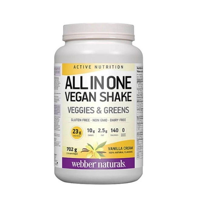 Webber Naturals All in One Vegan Shake -  Веган протеин с вкус на шоколад, 738 g прах