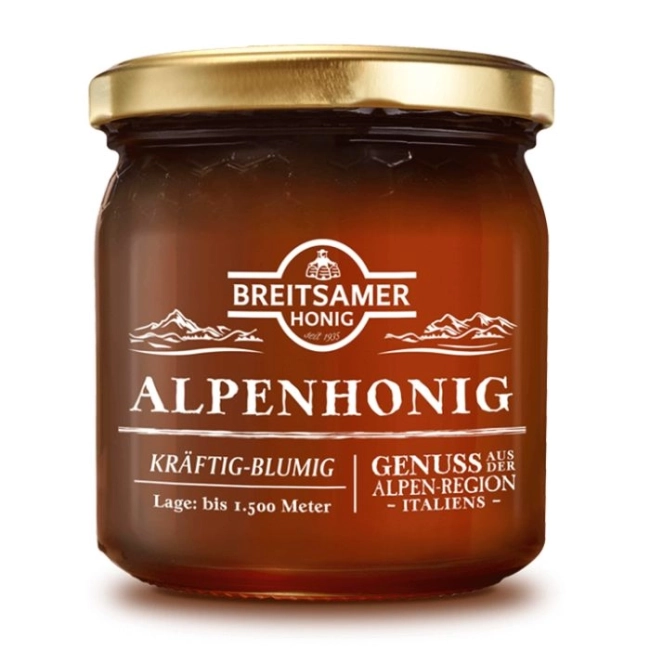 Breitsamer Honig Alpenhonig sonderedition Italien, flüssig - Алпийски мед, специална селекция от Италия, течен, 500 g