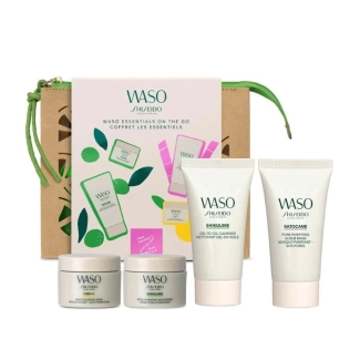 Shiseido WASO Комплект - Mega Hydrating Moisturizer 15 ml + Gel-To-Oil Cleanser 30 ml + Yuzu C Glow 7 ml + Sleeping Mask 15 ml + Pore Purifying Scrub Mask 30 ml